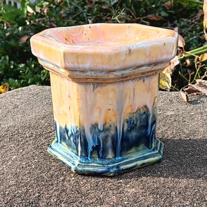 Ceramic Butterfly Puddler  - Peach/Blue Multi