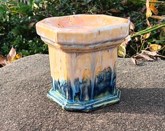 Ceramic Butterfly Puddler  - Peach/Blue Multi