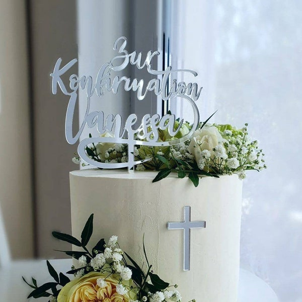 Confirmation with Cross I Communion I Cake Topper