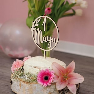 Birthday cake with number, wreath, cake topper for birthday, birthday, cake decoration, personalized,