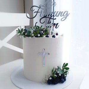 Zur Firmung mit Kreuz, personalisiert, Caketopper, Tortendekoration, Cake Topper Bild 2