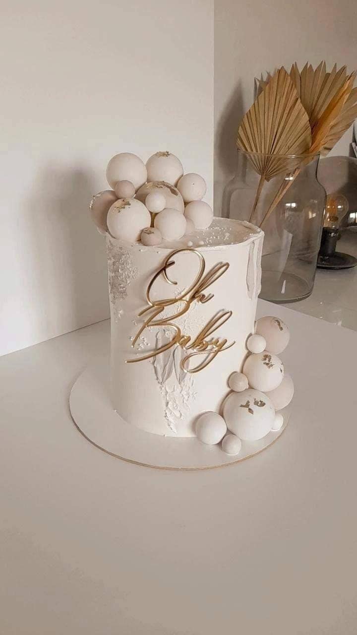 „Oh Baby“ Cake Topper Set Aus Holz – Inkl. 1 Topper, 4 Picks & 18 Fischchen Für Baby Shower