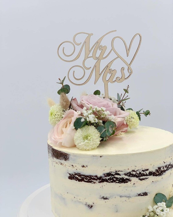 Bridal Shower Cake Topper Mr & Mrs Wedding Cake Topper - Tree & Bench ...