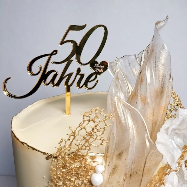 Gravur, Caketopper zum Jahrestag, Birthday, Tortendekoration, personalisiert, 50 Jahre Gravur