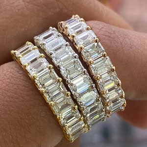 Emerald Cut Diamond Eternity Band, 18k Gold, Wedding Band, Wedding Ring ...