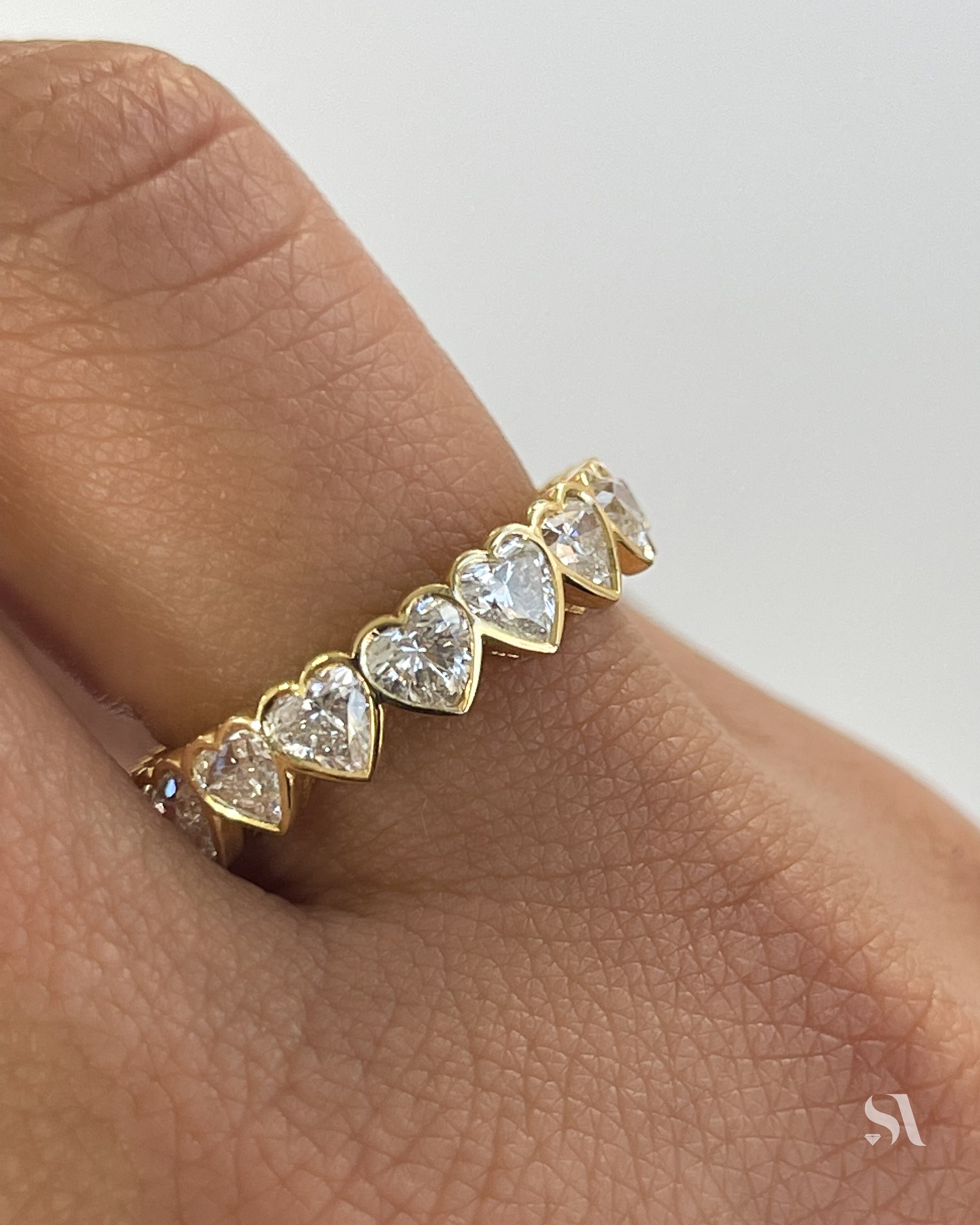 Diamond Heart Band Etsy Australia