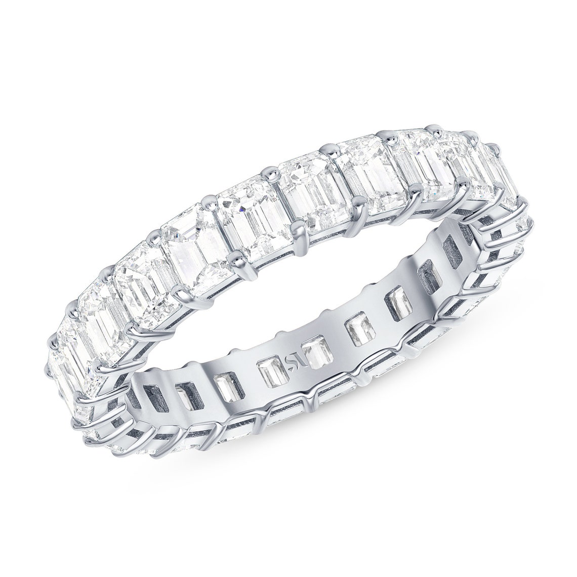 Emerald Cut Diamond Eternity Band Basket Setting /18k Gold Etsy