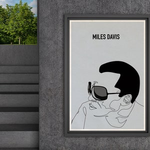 Miles Davis rapid sketch minimalist vintage jazz poster 24 x 36