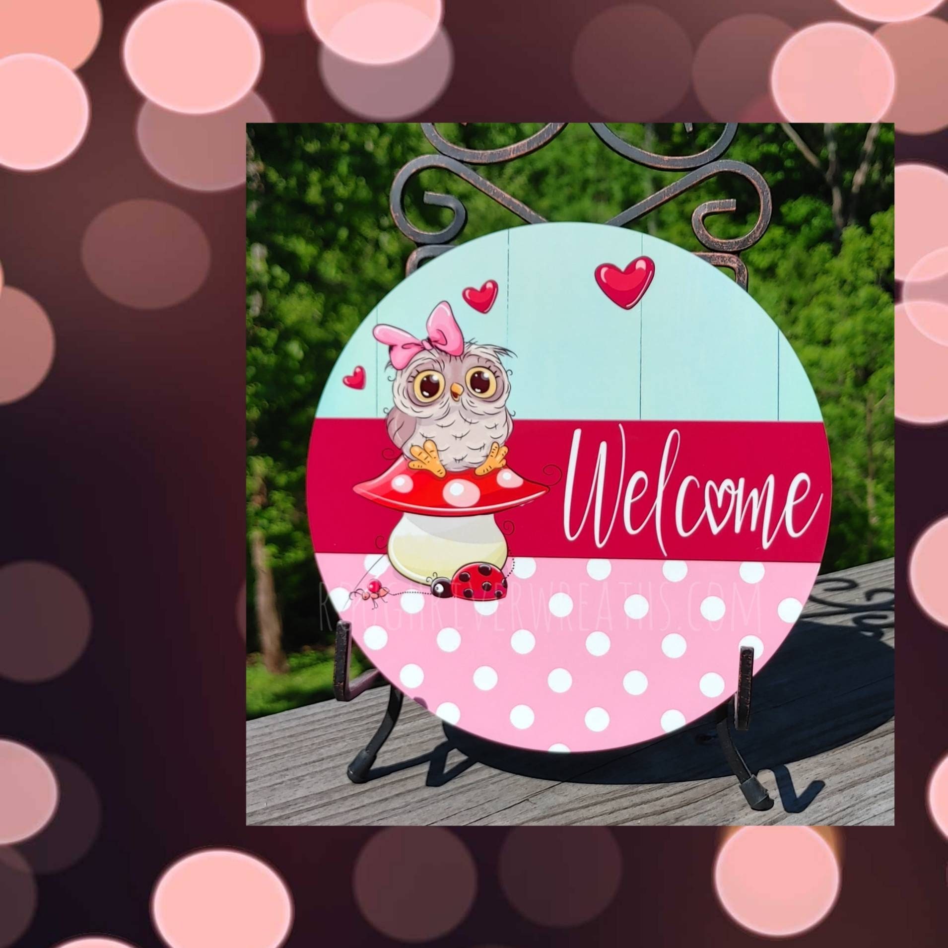 Owl Sign Owl Sign Whimsical Owl Wreath Sign Cute Etsy