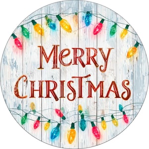 Fun Christmas Lights Wreath Sign, Merry Christmas Sign, Happy Holidays Sign, Season&#39;s Greetings Sign, Aluminum Sign for Wreath Making
