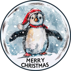 Penguin Wreath Sign, Christmas Accent Sign, Holiday Sign, Aluminum Sign for Wreath Making