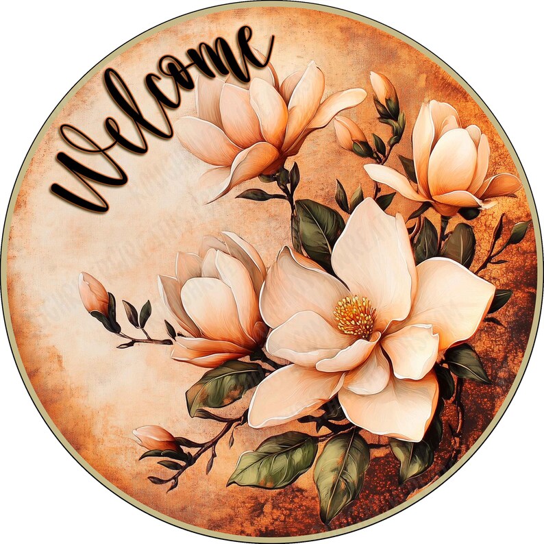 Magnolia Wreath Sign, Rusty Magnolias Wreath Accent Sign, Aluminum Sign ...