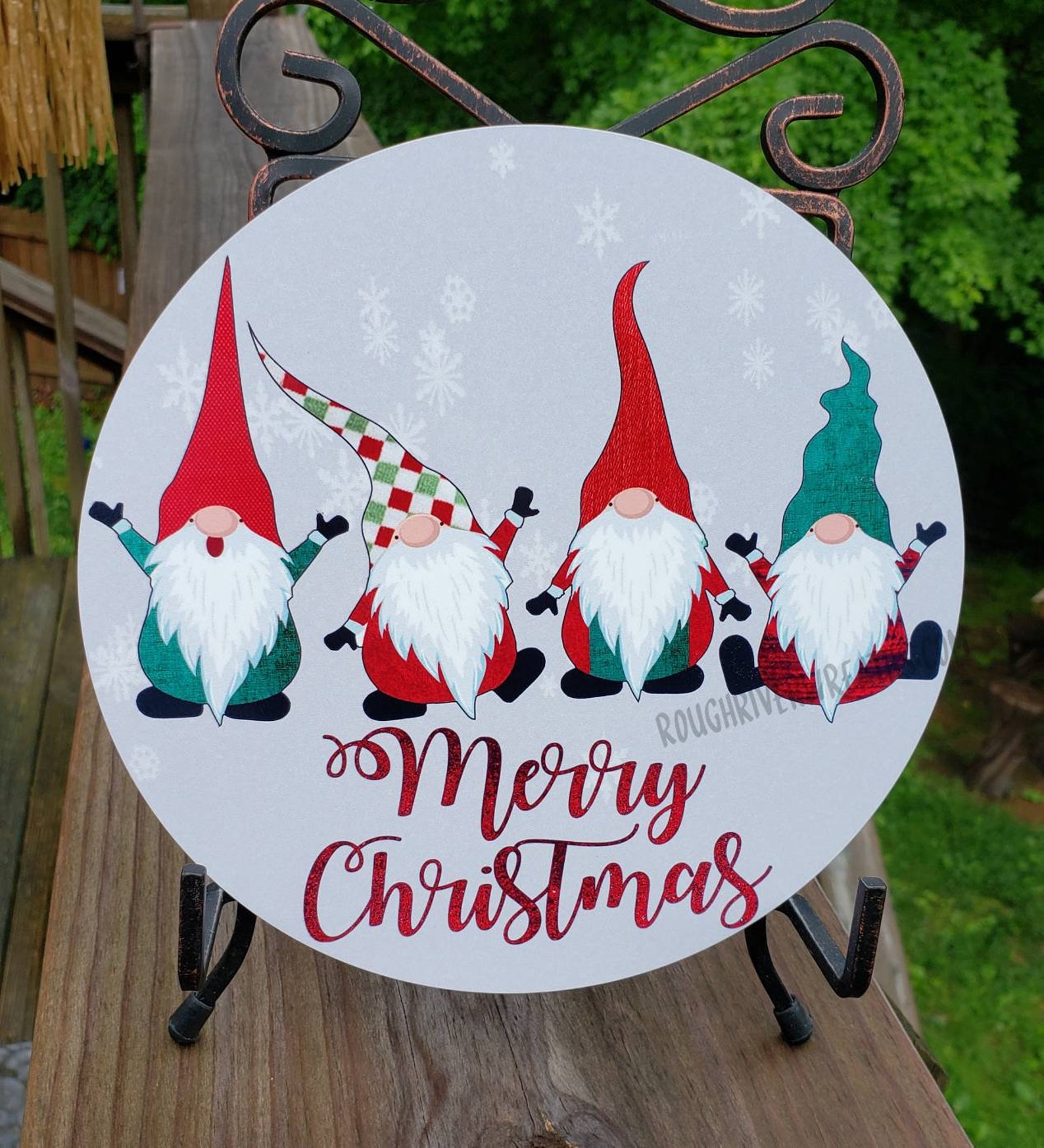 Gnome Merry Christmas Wreath Sign 3 Colors to Choose Gnome Etsy