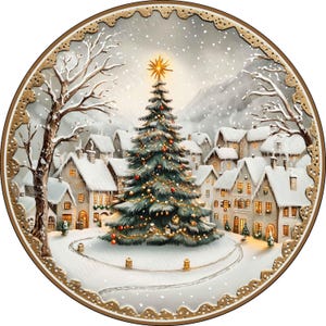 Christmas Wreath Sign, Christmas Tree Sign, Christmas Sign, Christmas Tree Wreath Sign, Aluminum Sign for Wreath Making, Village Tree