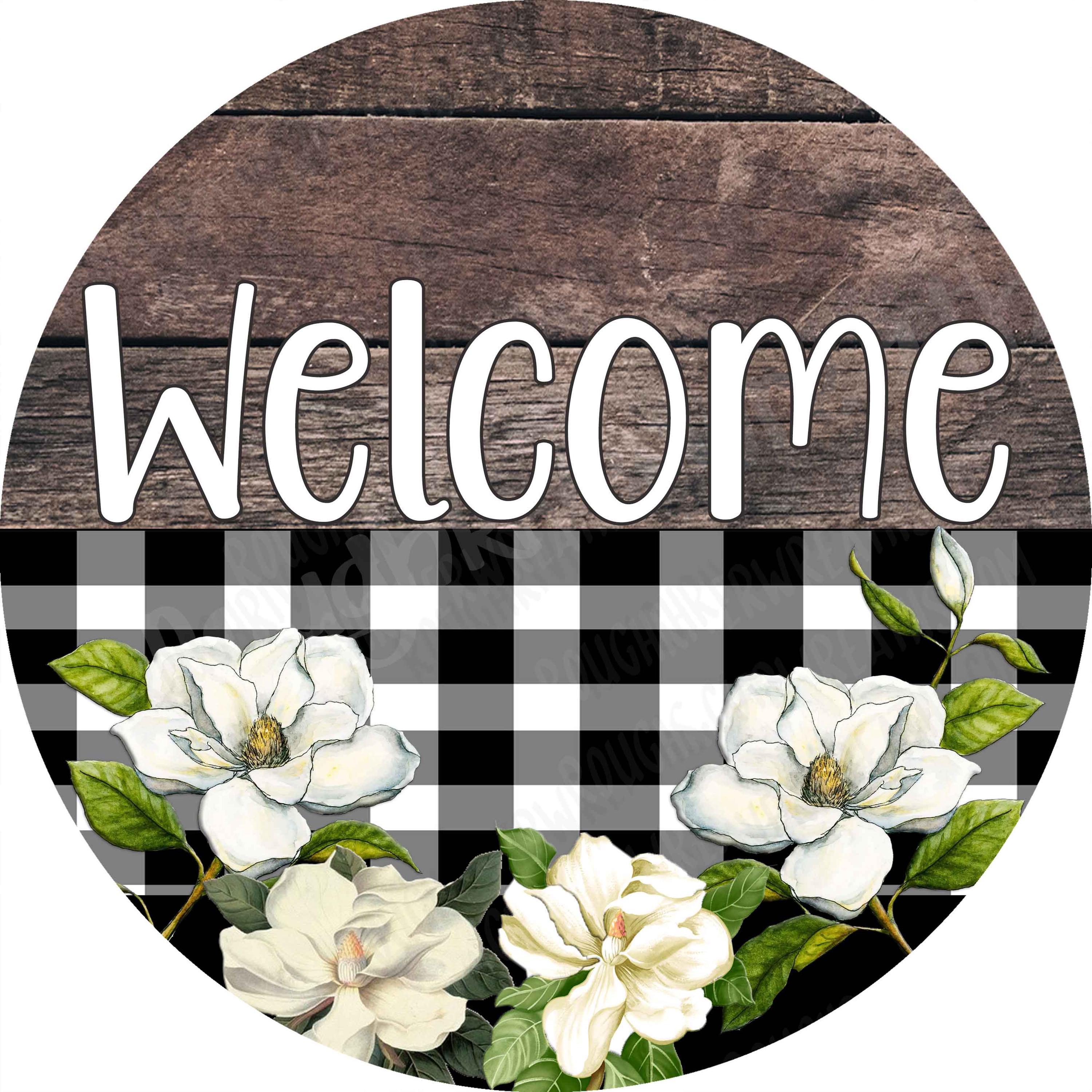 Magnolia Wreath Sign, Farmhouse Magnolia Wreath Sign, Aluminum Wreath ...