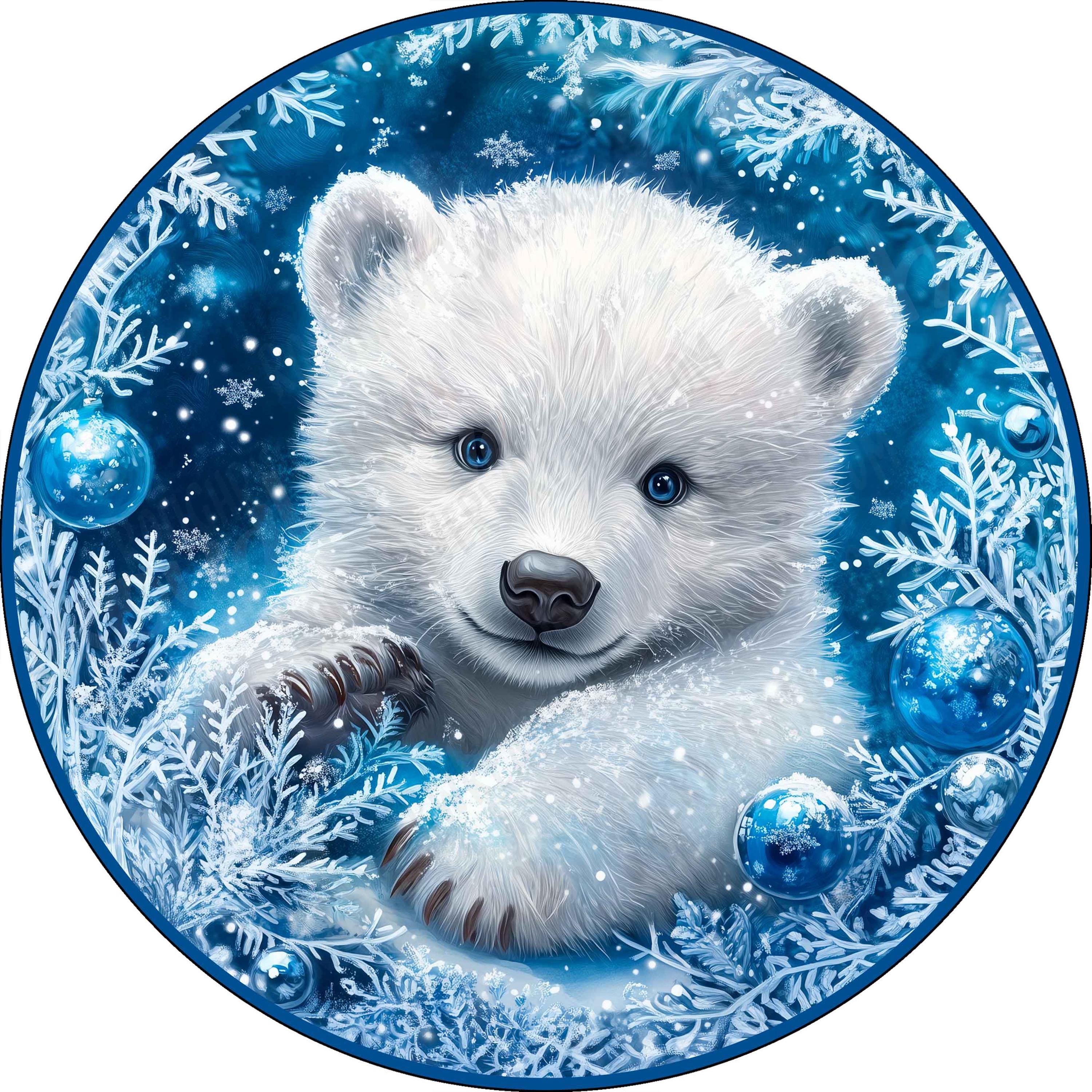 Cute Baby Polar Bear Wreath Sign, Christmas Accent Sign, Holiday Sign ...