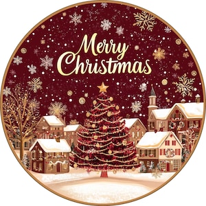 Merry Christmas Wreath Sign, Burgundy or  Maroon Color Christmas Sign, Tree Wreath Sign, Elegant Christmas Sign, Aluminum Sign for Wreath