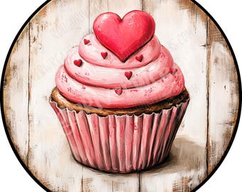 Cupcake Valentine's Day Wreath Sign, Cupcake Sign, Sweet Treat Sign, Aluminum Sign for Wreath Making