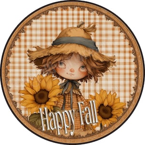 Cute Scarecrow Wreath Sign, Vintage Feel Scarecrow Sign, Scarecrow Sign, Aluminum Sign for Wreath Making, Colorful Fall Wreath Sign