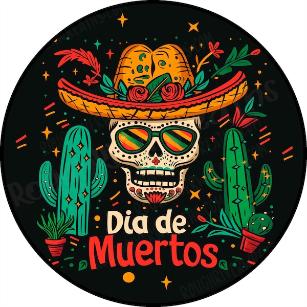 Dia de Muertos Wreath Sign, Sugar Skull Sign, Skeleton Sign, Halloween Sign, Fall Sign, Day of the Dead Sign, Aluminum Sign for Wreath