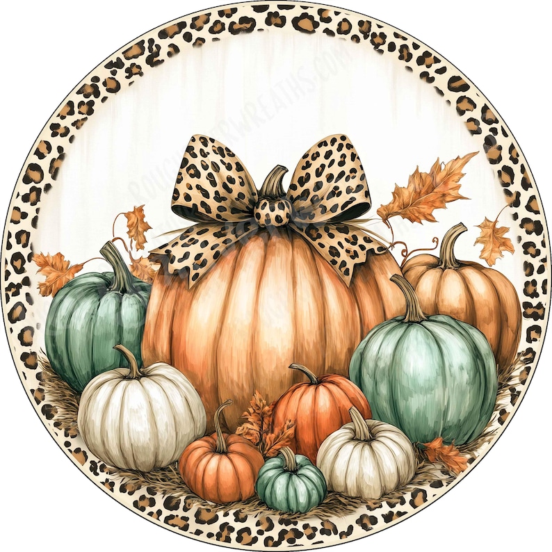 Fall Pastel Pumpkin Wreath Sign, Fall Sign, Leopard Pumpkin Wreath Sign ...