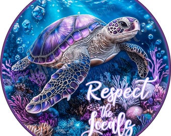 Ocean Turtle Wreath Sign, One Dimensional Flat - Lightweight-No Holes-Primary use is attaching to wreath