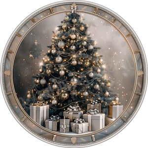 Merry Christmas Wreath Sign, Silver Christmas Wreath Sign, Tree Wreath Sign,  Gold Sign, Elegant Christmas Sign, Aluminum Sign for Wreath