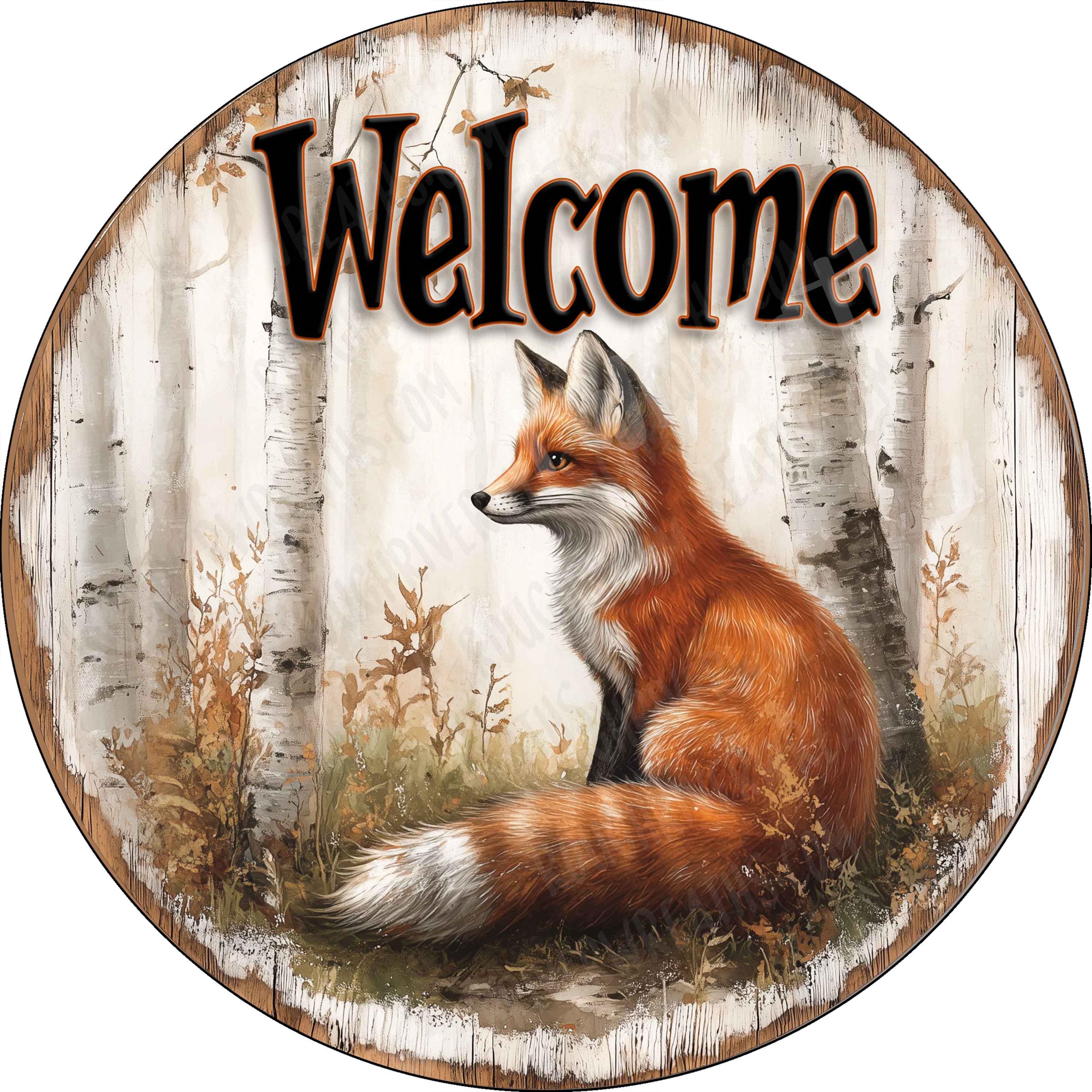 Fox Esign Example Fox Wreath Sign, Fox Accent Sign, Fall Sign, Aluminum Sign for Wreath ...