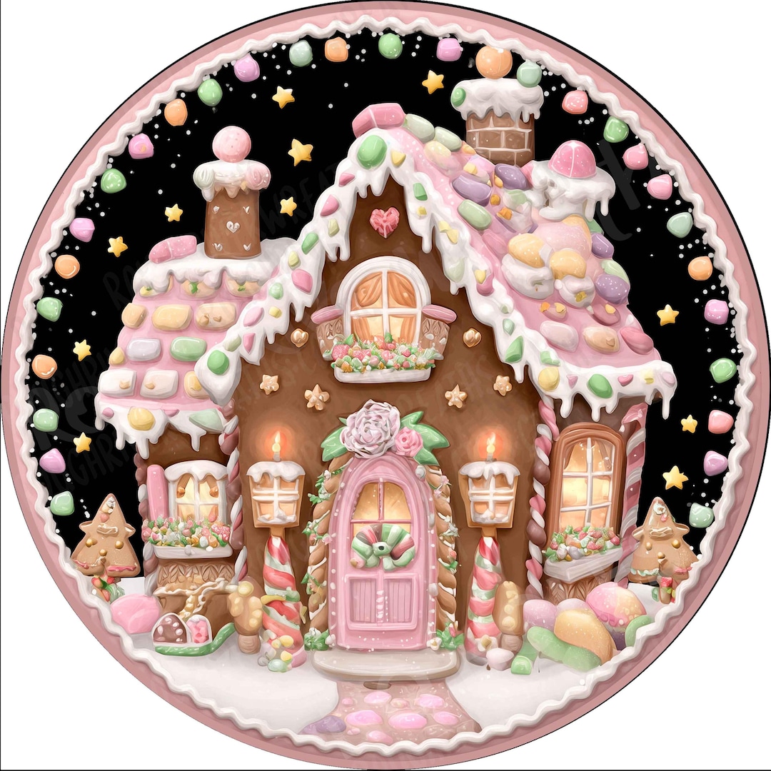 Gingerbread House Aluminum Wreath Sign, Candy House, Christmas ...