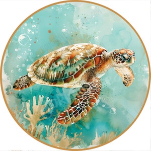 Turtle Wreath Sign - Beach Wreath Sign - Wreath Sign Turtle - Wreath Sign Beachy - Colorful Beach Sign