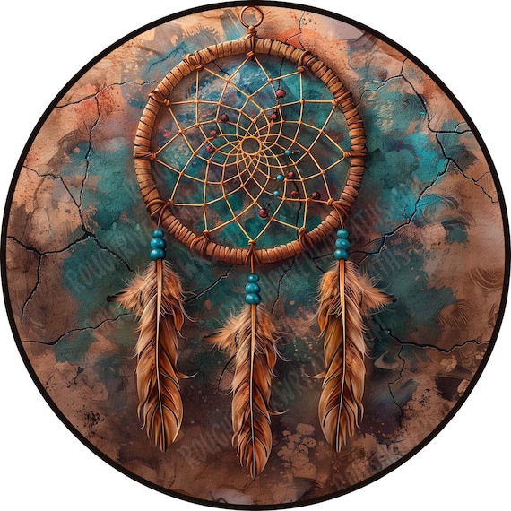 Dreamcatcher Wreath Sign, Colorful Welcome, Native American Wreath