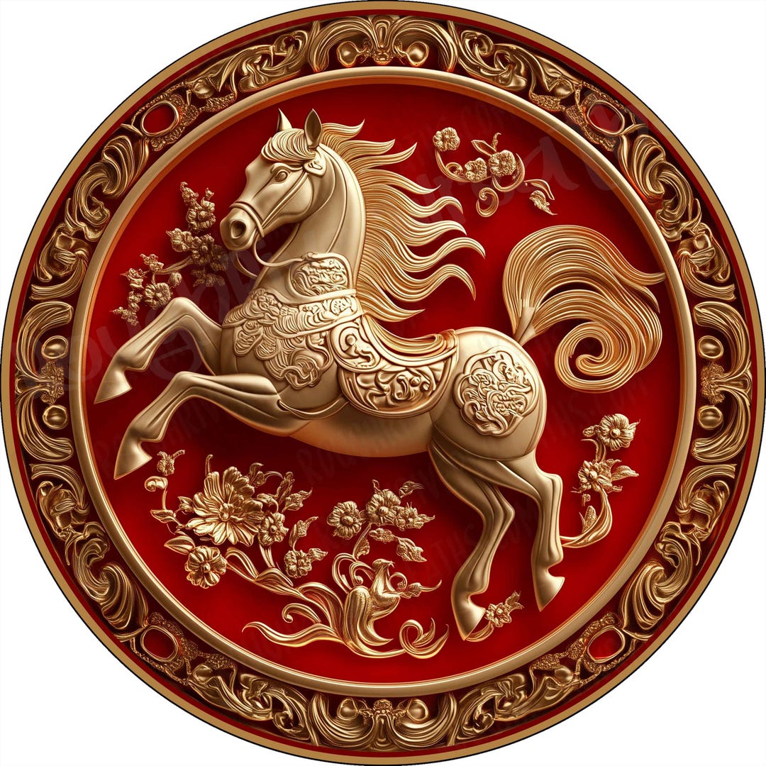 Year of the Horse 2026 Lunar New Year Aluminum Sign, Flat