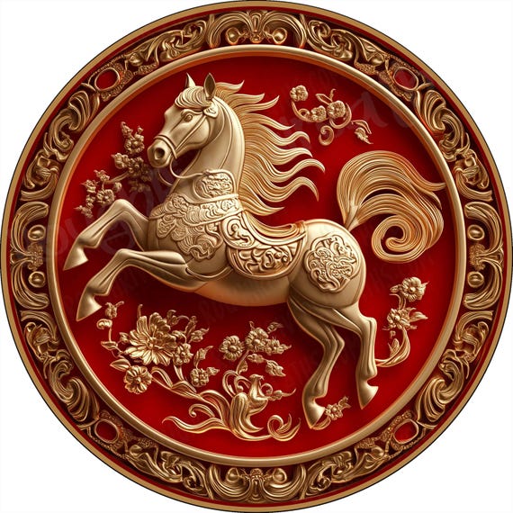 Year of the Horse 2026 Lunar New Year Aluminum Sign, Flat
