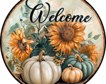 Fall Pumpkin Wreath Sign, Fall Sign, Pastel Pumpkin Wreath Sign, Metal Wreath Sign, Aluminum Sign, Thanksgiving Wreath Sign
