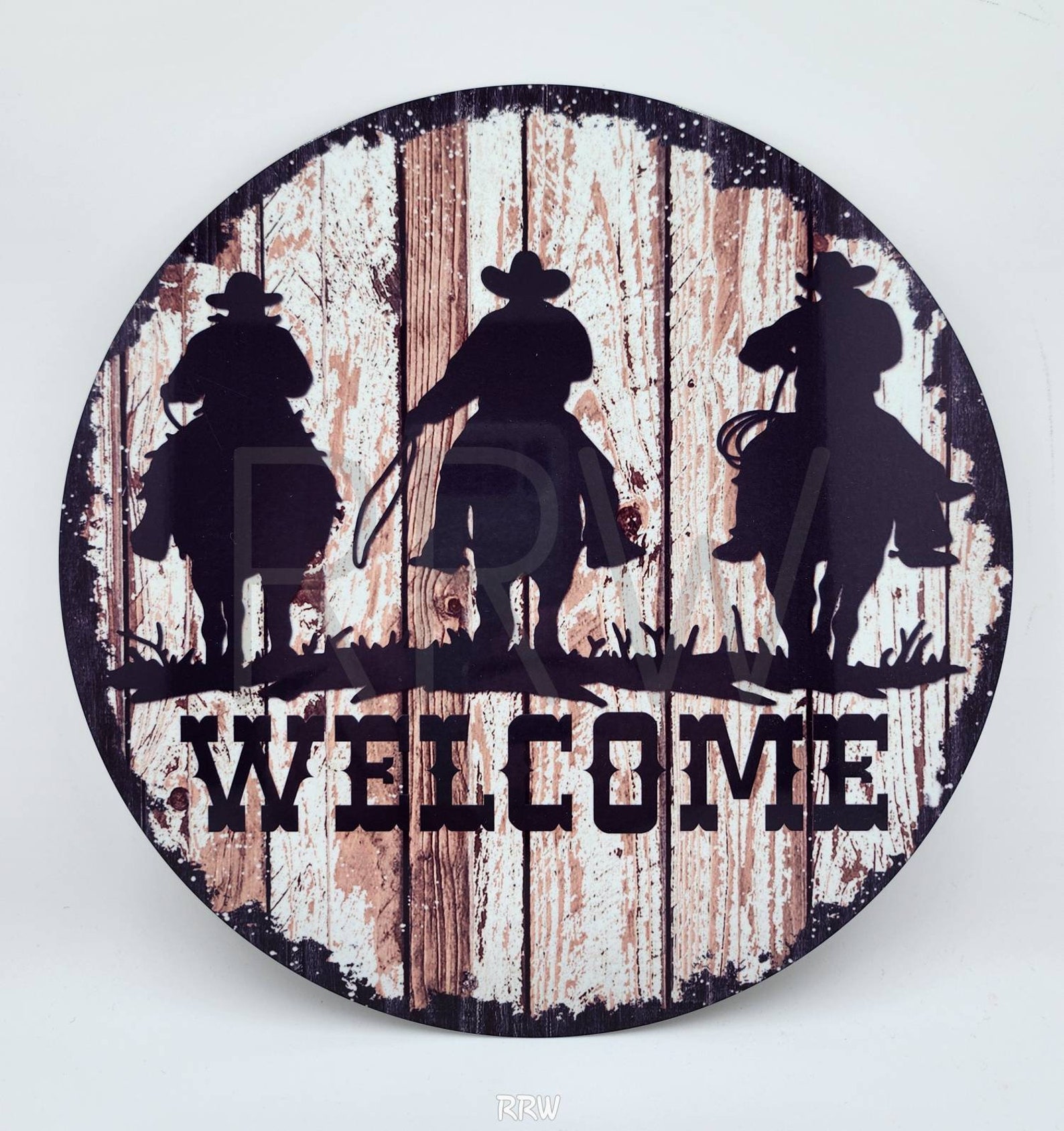 Cowboy Welcome Sign Western Wreath Sign Cowboy on Horse - Etsy