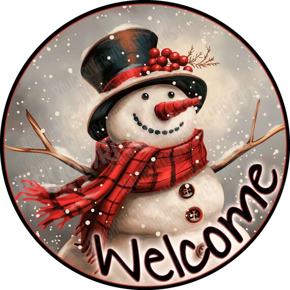 Snowman Welcome Wreath Sign, Snowman, Christmas Snowman Wreath