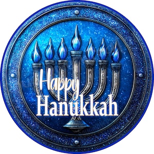 Happy Hanukkah Wreath Sign, Hanukkah Sign, Menorah Wreath Sign, Holiday Wreath Sign, Hanukkah Wreath Sign, Aluminum Sign for Wreath