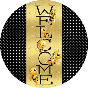 Letrero de corona de abeja, decoración de abejas, letrero de primavera y verano, letrero de bienvenida, letrero caprichoso, letrero de abeja caprichoso, letrero de corona de metal, letrero de aluminio