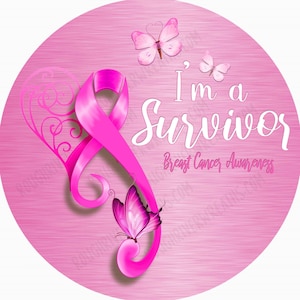 Breast Cancer Survivor Wreath Sign, Breast Cancer Awareness Sign, Cancer Support Wreath Sign, Pink Support Sign, Pink Awareness Sign