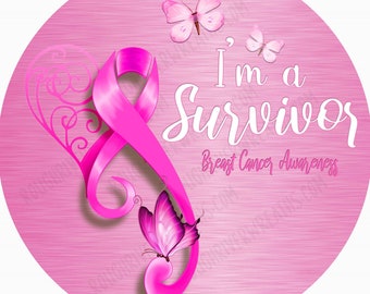 Breast Cancer Survivor Wreath Sign, Breast Cancer Awareness Sign, Cancer Support Wreath Sign, Pink Support Sign, Pink Awareness Sign