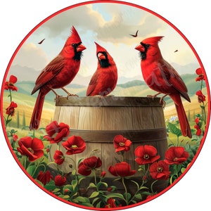 Cardinal Wreath Sign, Wreath Sign, Cardinal Sign for Wreath, Cardinals on Barrel Sign