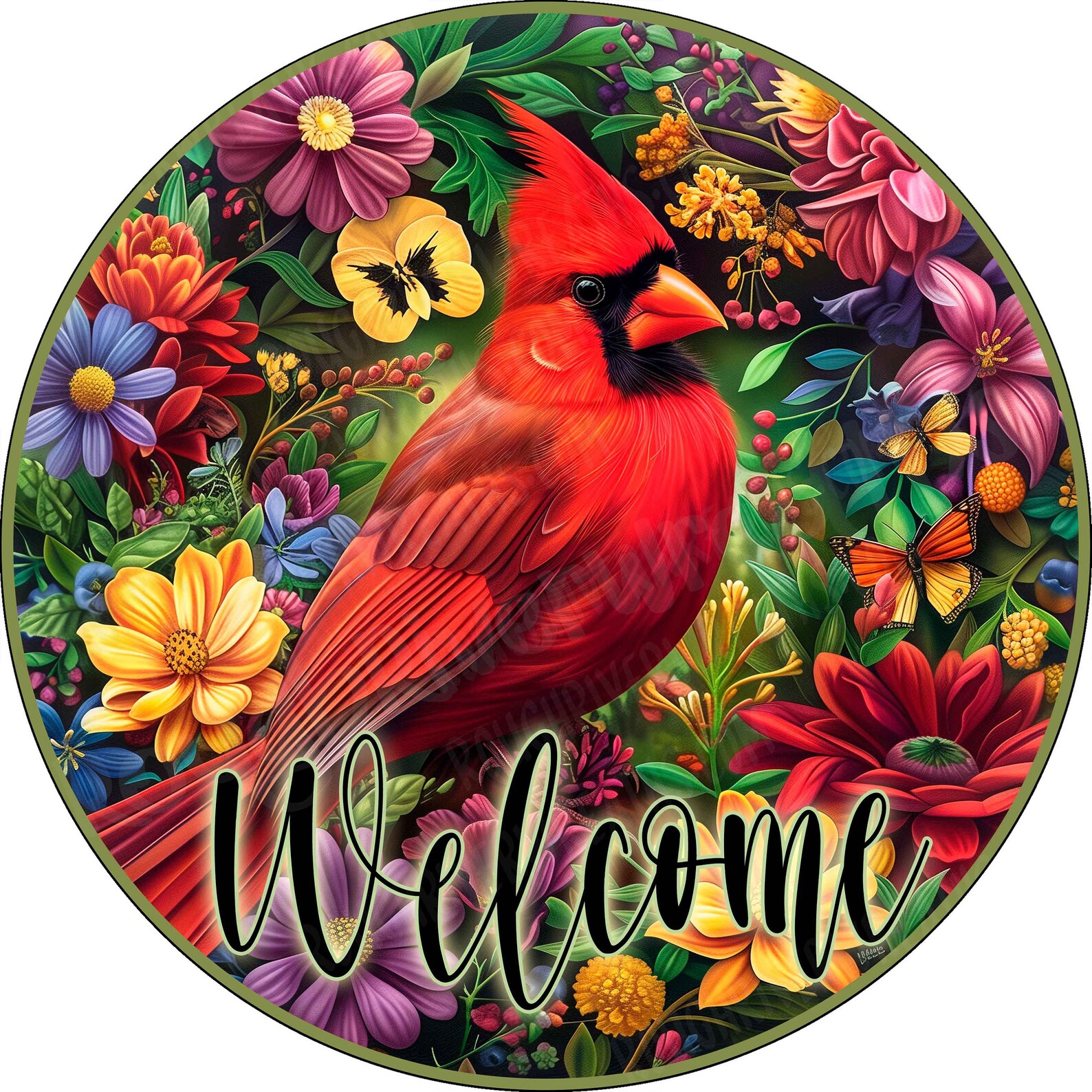 Cardinal Sign In Cardinal Wreath Sign, Wreath Sign, Winter Cardinal Wreath Sign ...