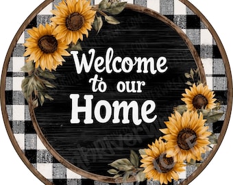 Simply Blessed Sunflower Aluminum Wreath Sign, Flat-Lightweight-No Holes-wreath attachment