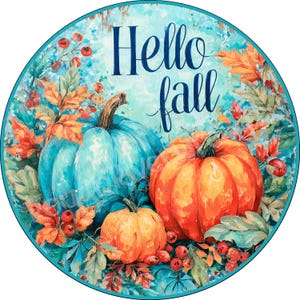 Letrero de corona de otoño, letrero de calabazas y flores de otoño, letrero de Acción de Gracias, letrero de corona de otoño, letrero de aluminio para hacer coronas