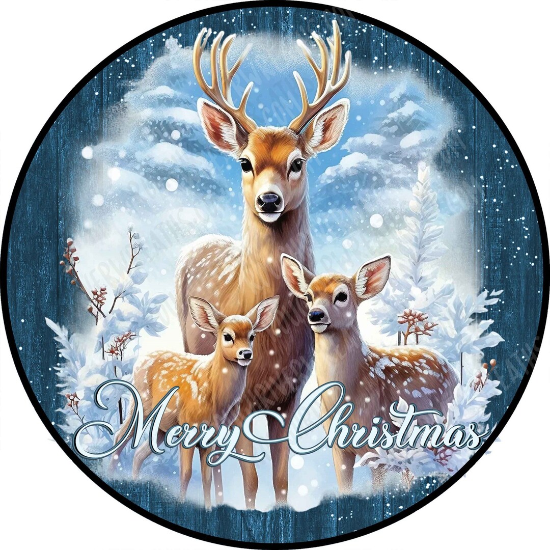 Merry Christmas Deer blue and Chocolate Sams Ribbon Match Winter 2022 –  Wreath Sign Designs
