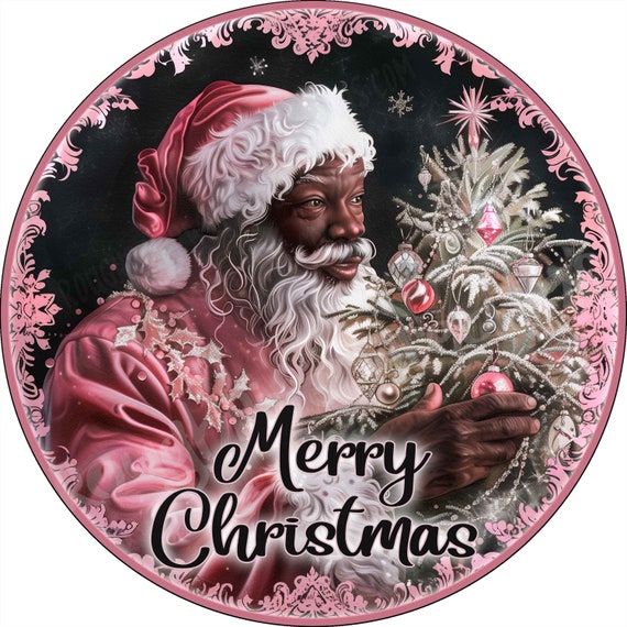 black santa dressed in pink Pink African American Santa