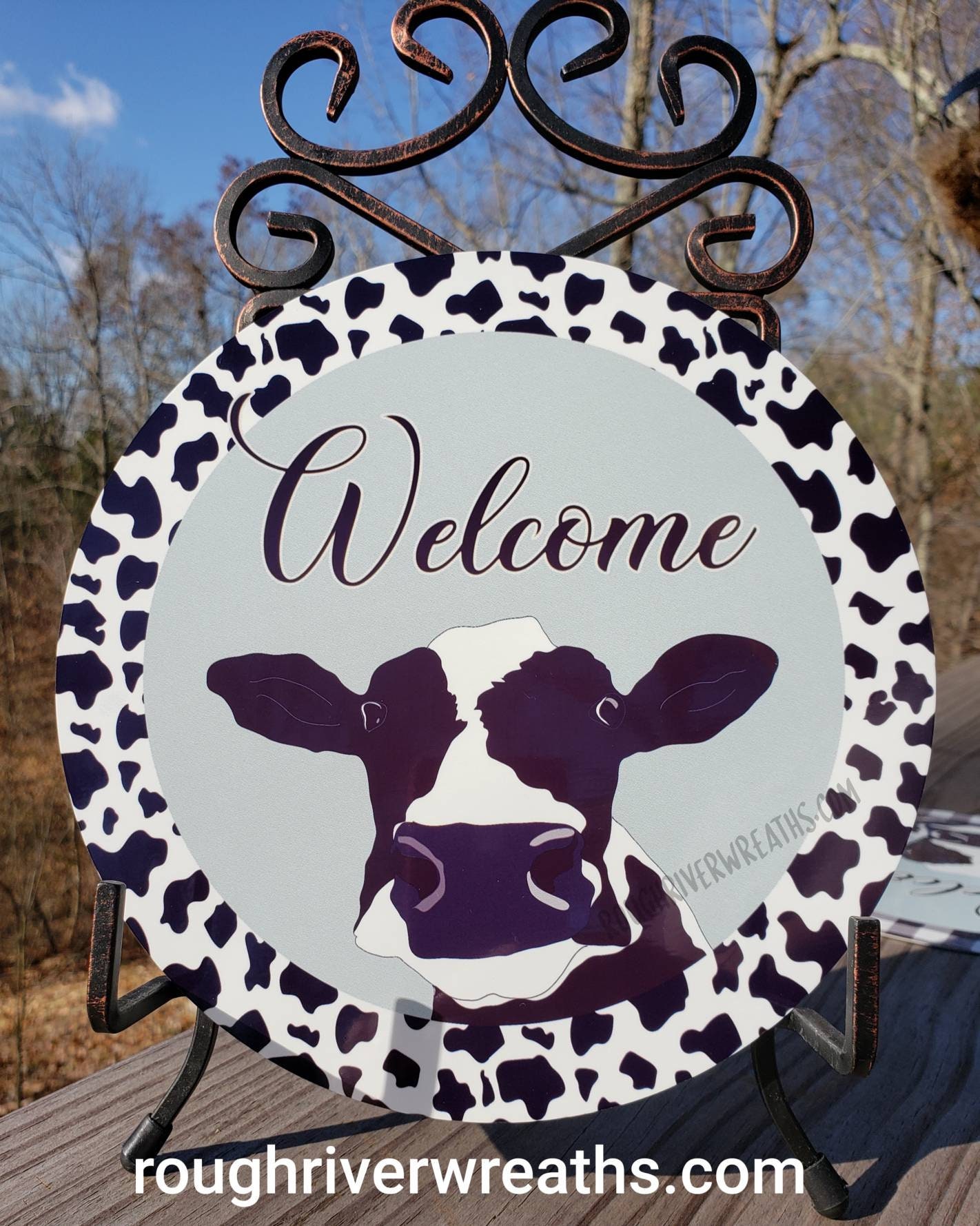 Cow Sign Sign With Cow Cowprint Sign Farmhouse Sign Black Etsy