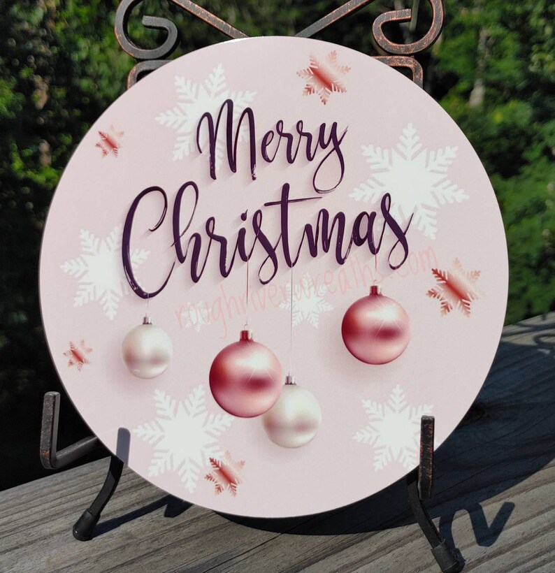 Merry Christmas Wreath Sign Rose Gold Christmas Wreath Sign | Etsy
