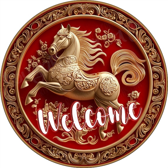 Year of the Horse 2026 Lunar New Year Aluminum Sign, Flat
