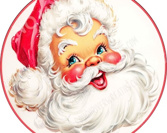 Retro Style Santa Face Aluminum Wreath Sign, Santa Sign, Christmas, Holiday, Flat-Lightweight-No Holes-wreath attachment